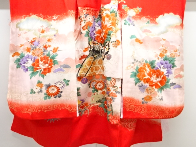 JAPANESE KIMONO / ANTIQUE KIMONO / SILK / FLORAL CART